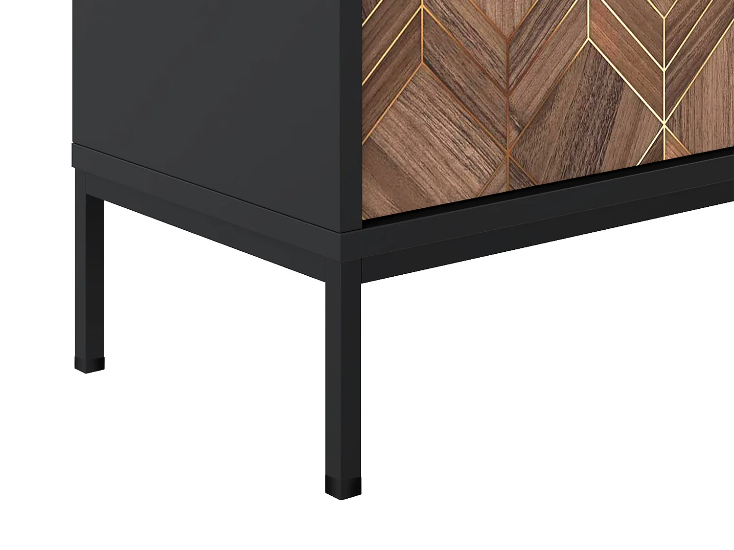 Buffet med 2 dörrar och 3 låndendaler - Svart och mörknat Naturelt - MIALINE