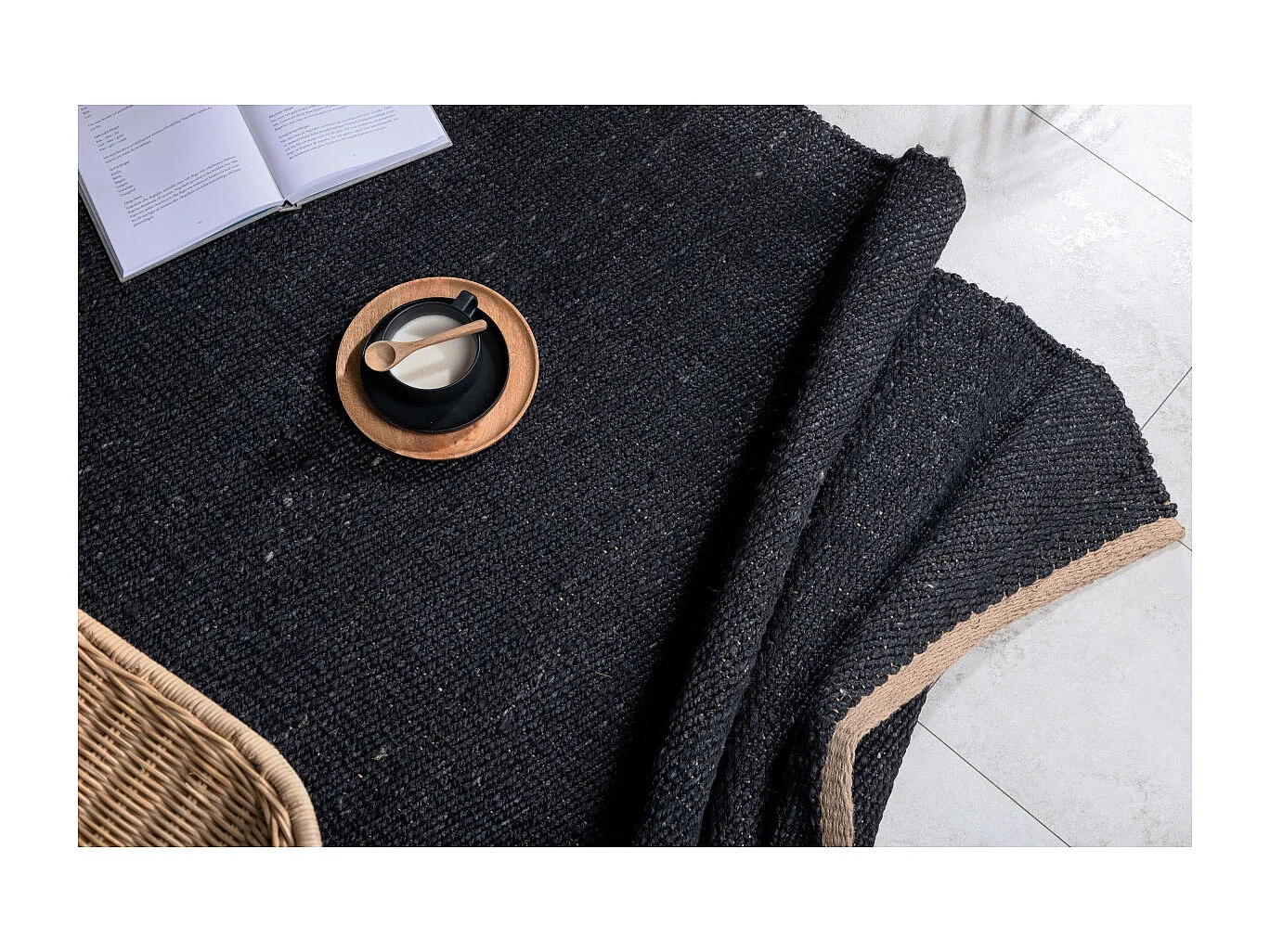 Tapis Déco en Jute "Kali" 170x240cm Noir