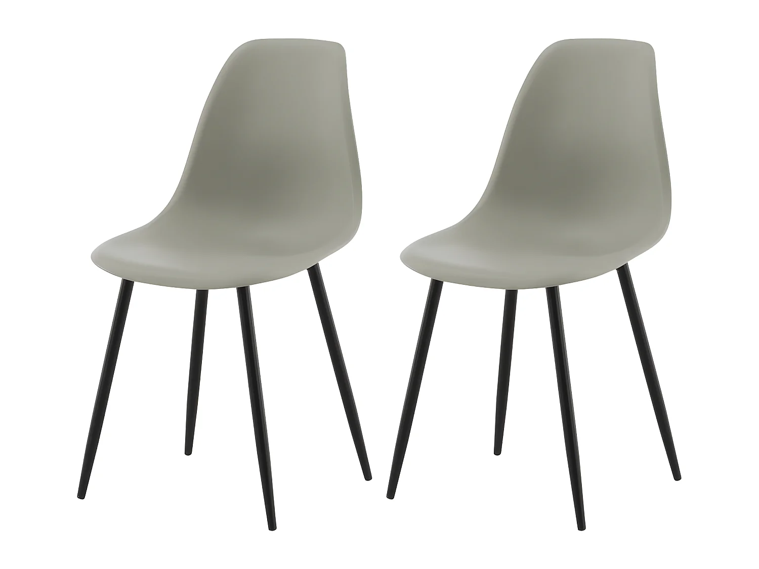 Chaises à manger lot de 2 Polar plastique gris et noir