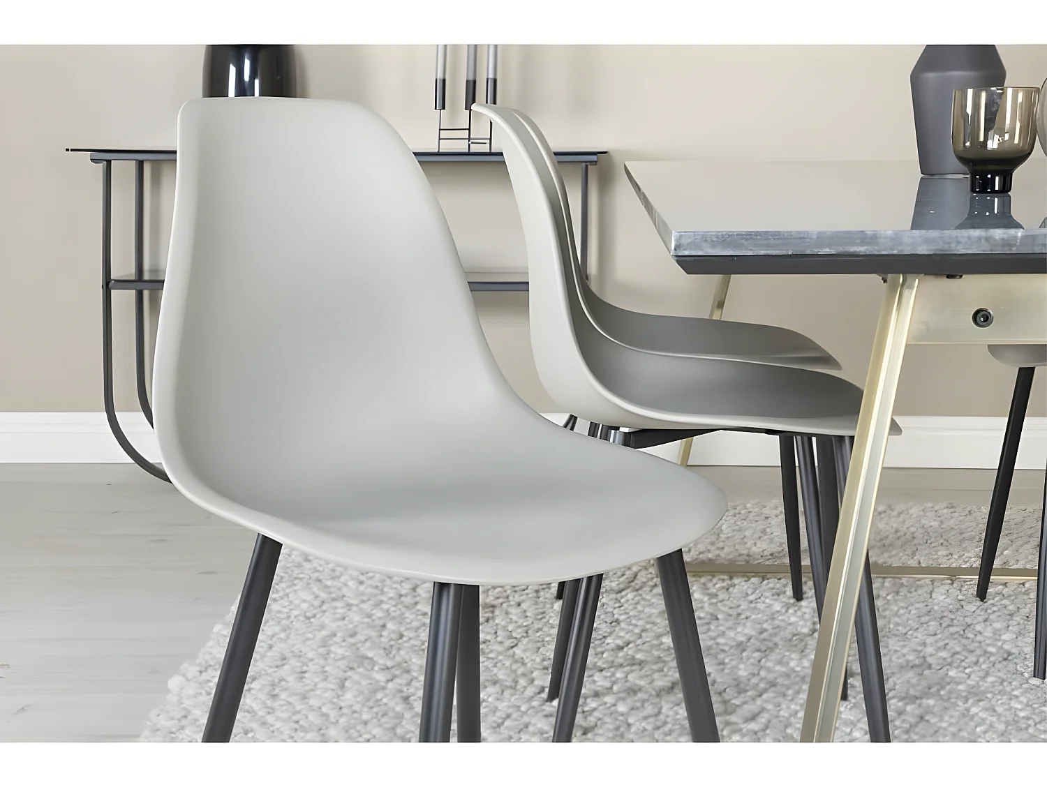 Chaises à manger lot de 2 Polar plastique gris et noir