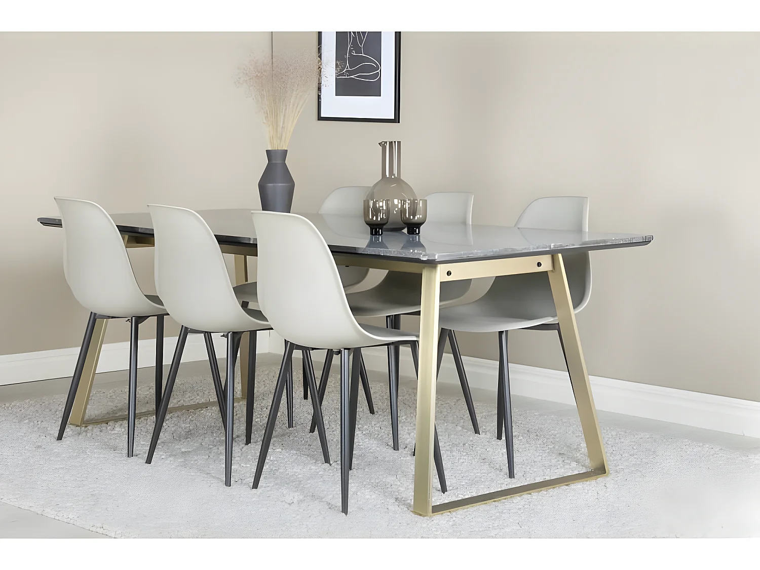 Chaises à manger lot de 2 Polar plastique gris et noir