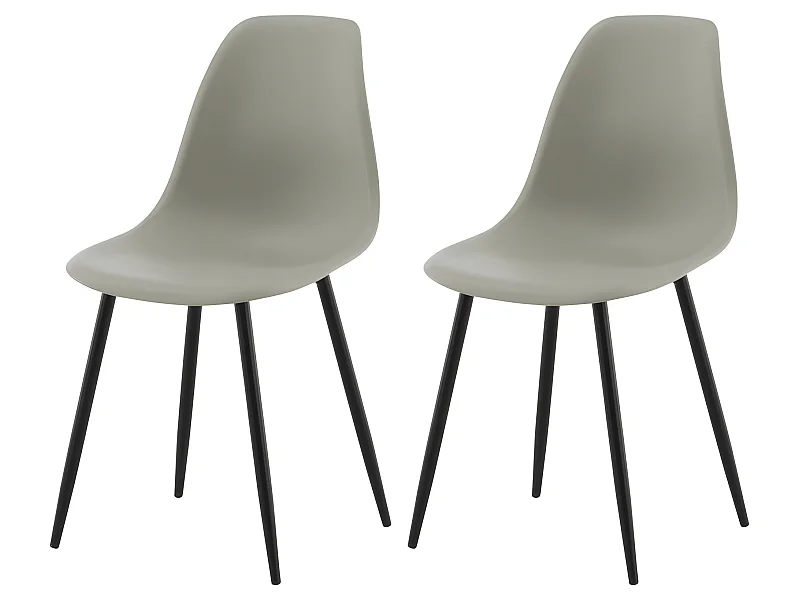 Chaises à manger lot de 2 Polar plastique gris et noir