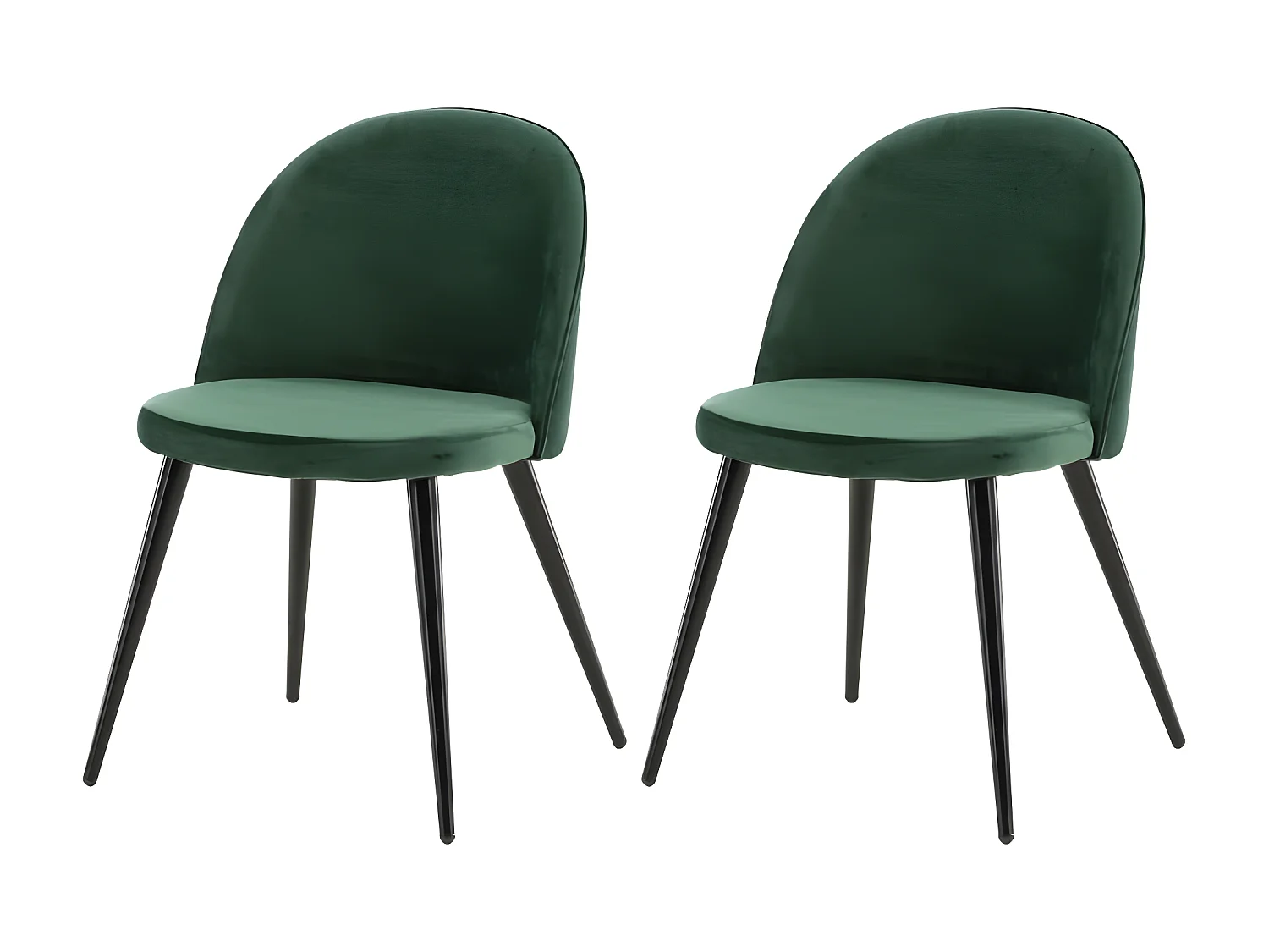 Chaises à manger lot de 2 Velvet velours noir/vert