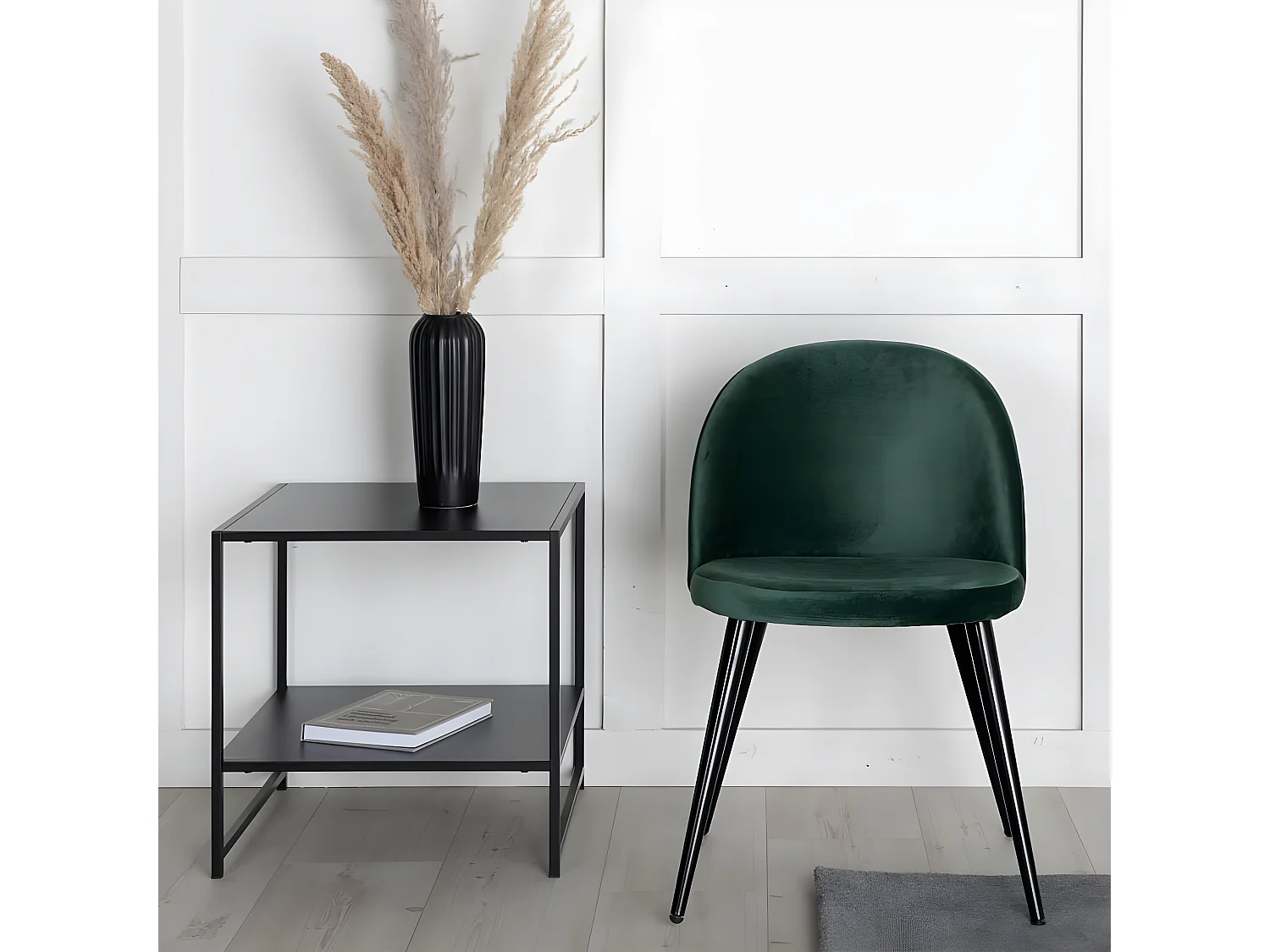 Chaises à manger lot de 2 Velvet velours noir/vert