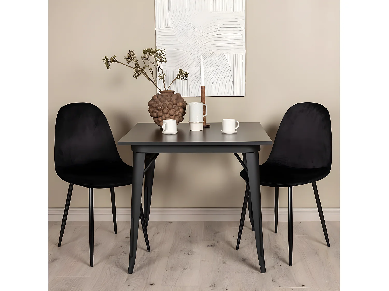 Chaises à manger lot de 2 Polar velours noir