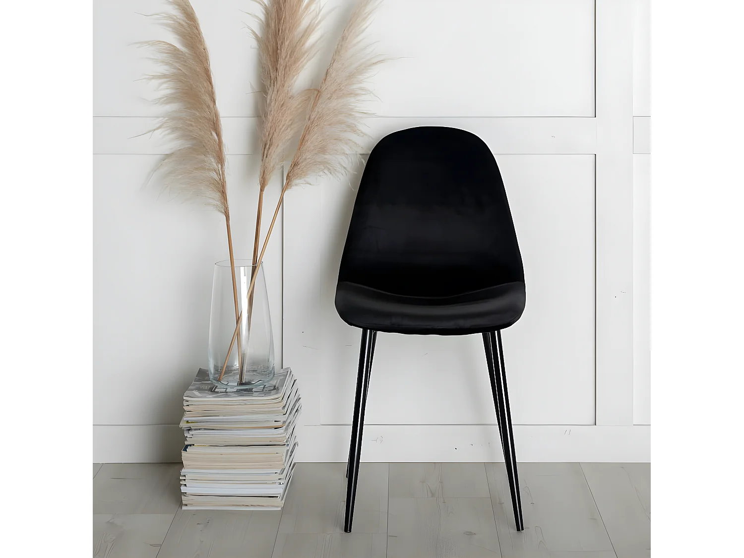 Chaises à manger lot de 2 Polar velours noir