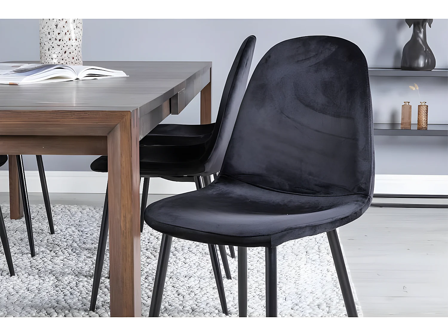 Chaises à manger lot de 2 Polar velours noir