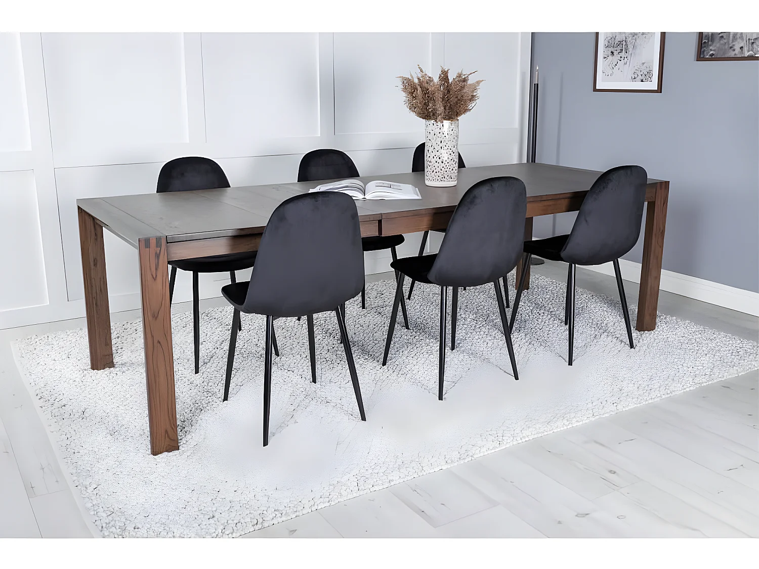 Chaises à manger lot de 2 Polar velours noir