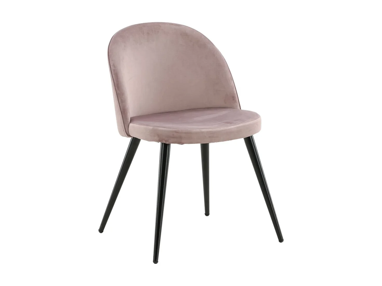 Juego de 2 sillas de comedor de terciopelo negro y rosa polvoriento con patas de metal recubiertas de polvo