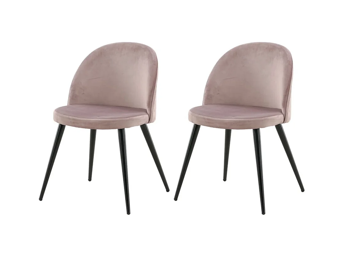 Chaises à manger lot de 2 Velvet noir et rose poussiéreux