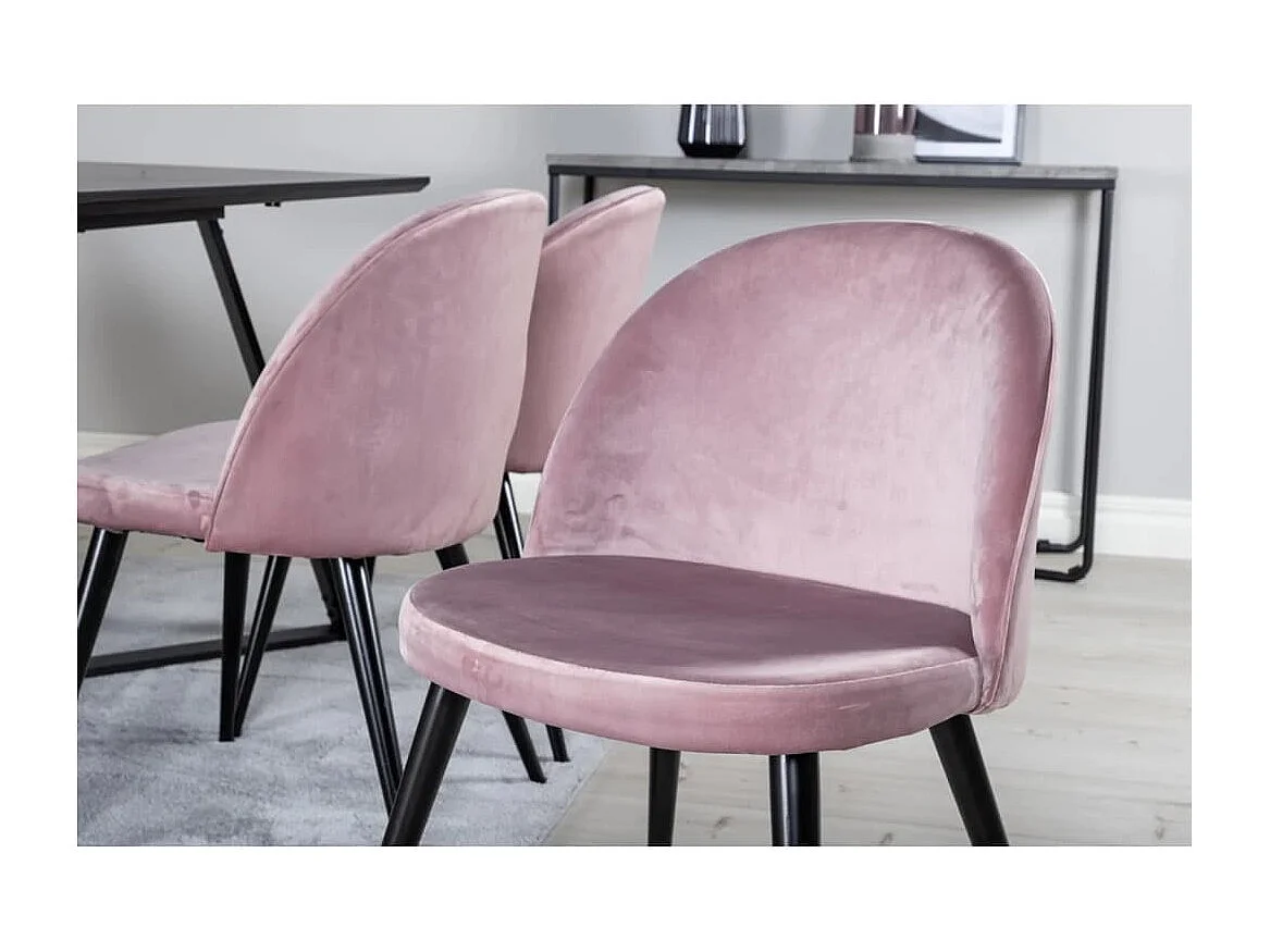 Chaises à manger lot de 2 Velvet noir et rose poussiéreux