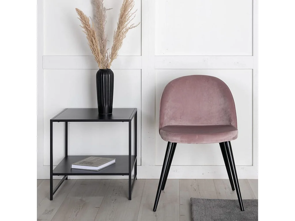 Chaises à manger lot de 2 Velvet noir et rose poussiéreux