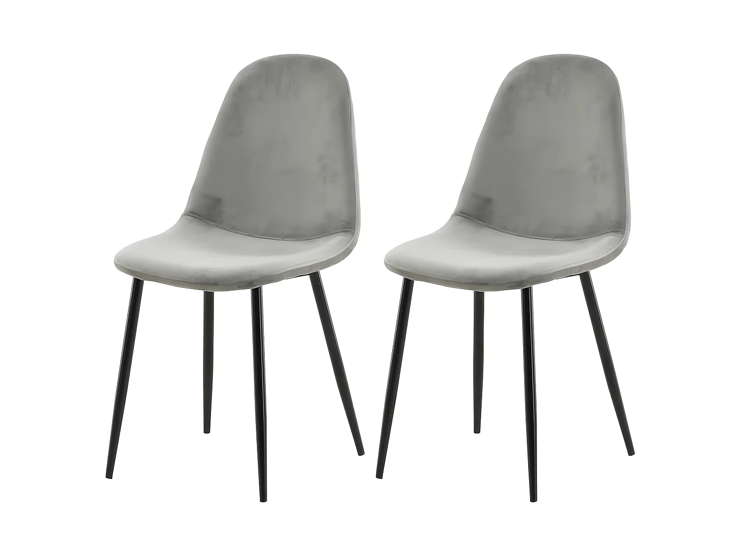 Chaises à manger lot de 2 Polar velours gris et noir