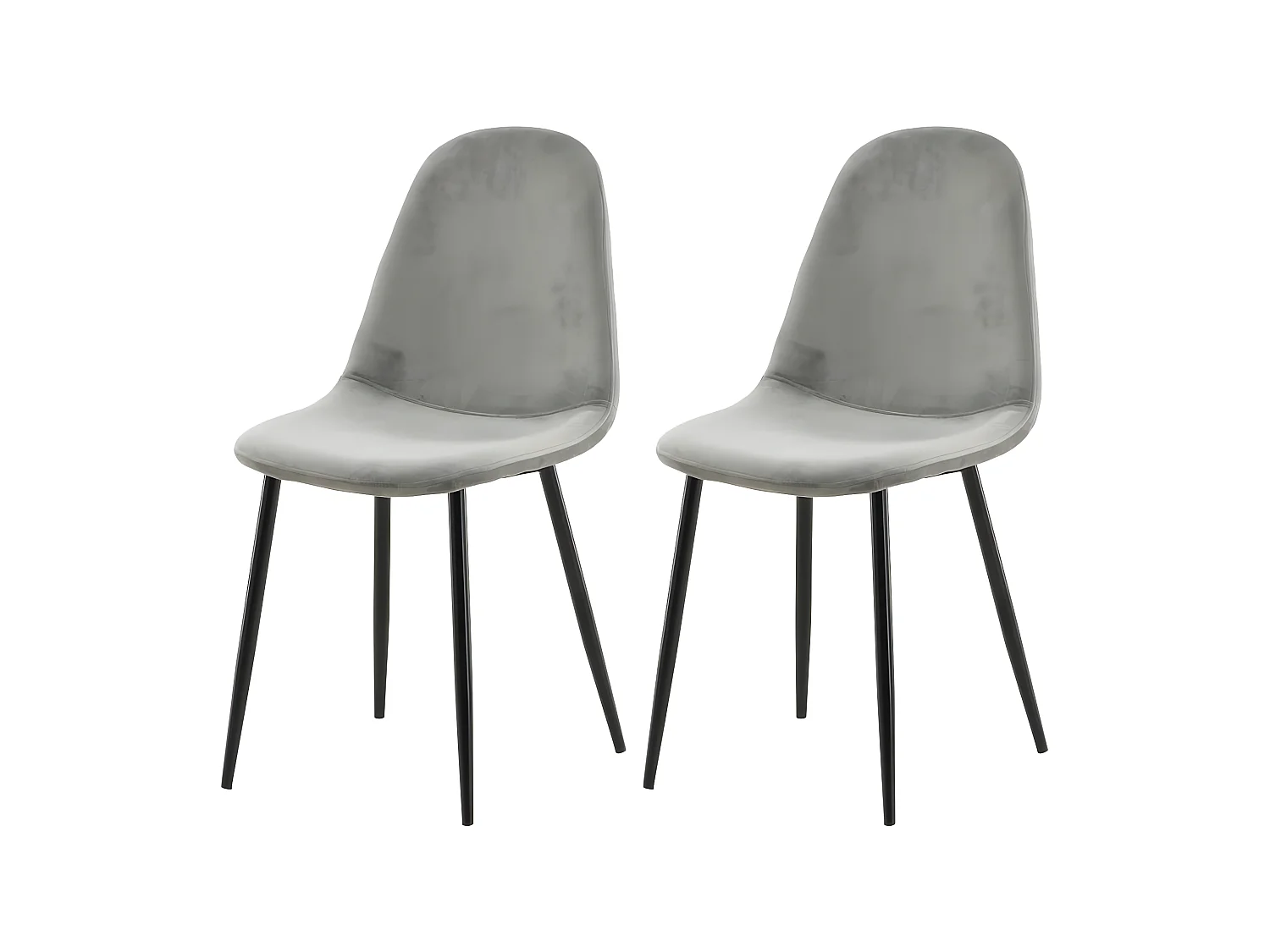 Chaises à manger lot de 2 Polar velours gris et noir