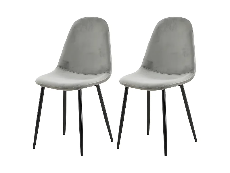 Chaises à manger lot de 2 Polar velours gris et noir