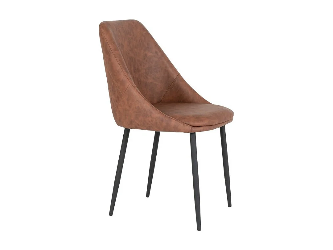 Chaise De Salle À Manger Porto En Pu Marron Effet Vintage