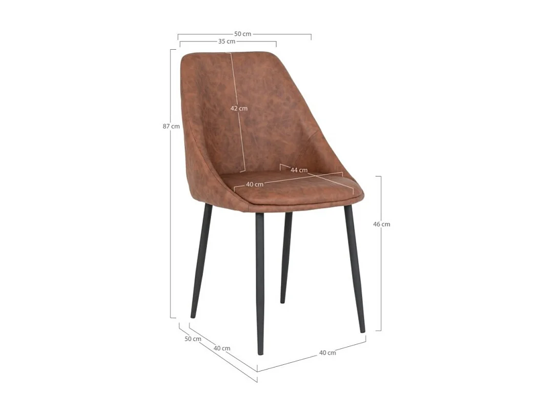 Chaise De Salle À Manger Porto En Pu Marron Effet Vintage