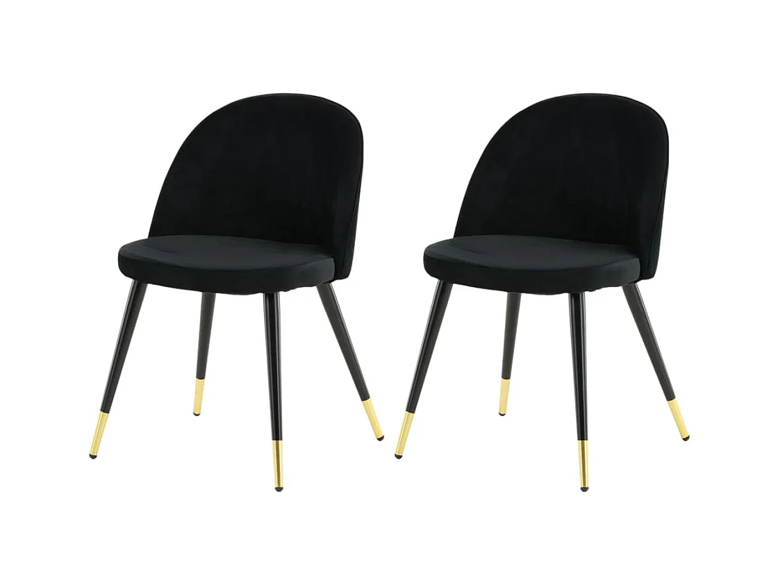 Venture Home Sedie da Pranzo 2 pz Velvet Velluto Nero e Ottone