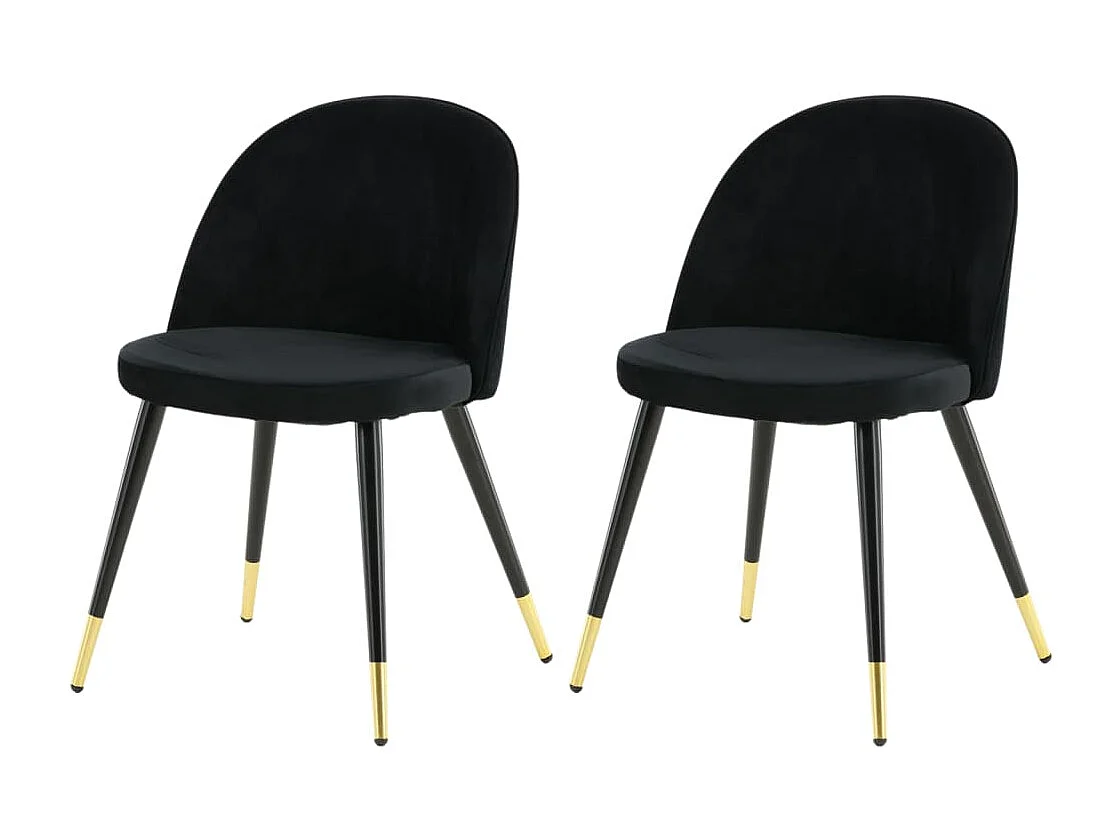 Chaises à manger lot de 2 Velvet velours noir/laiton