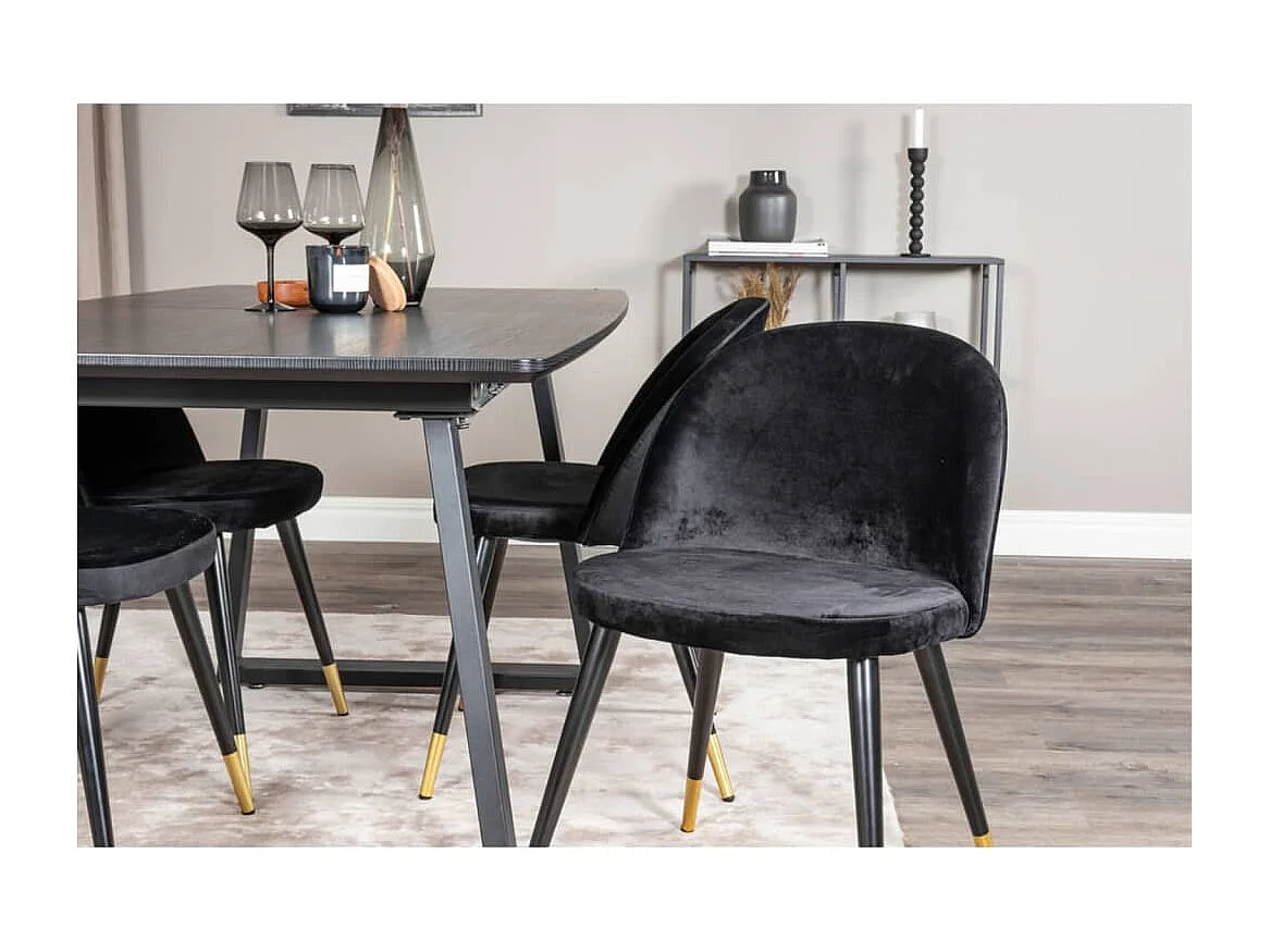 Chaises à manger lot de 2 Velvet velours noir/laiton