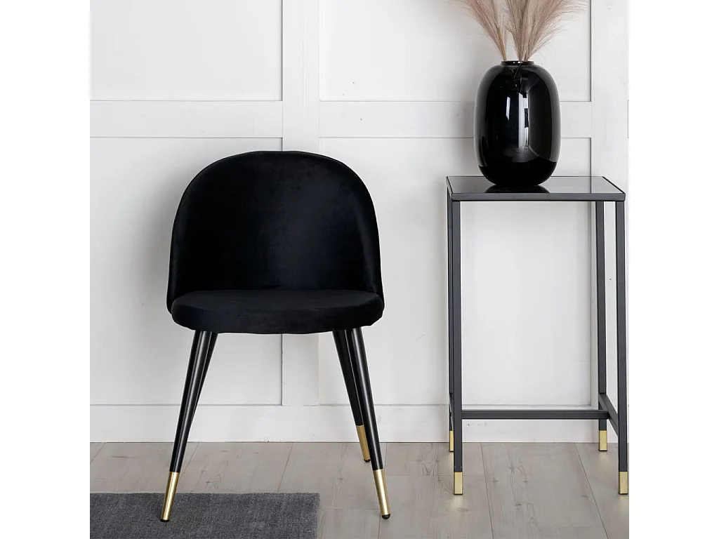 Chaises à manger lot de 2 Velvet velours noir/laiton