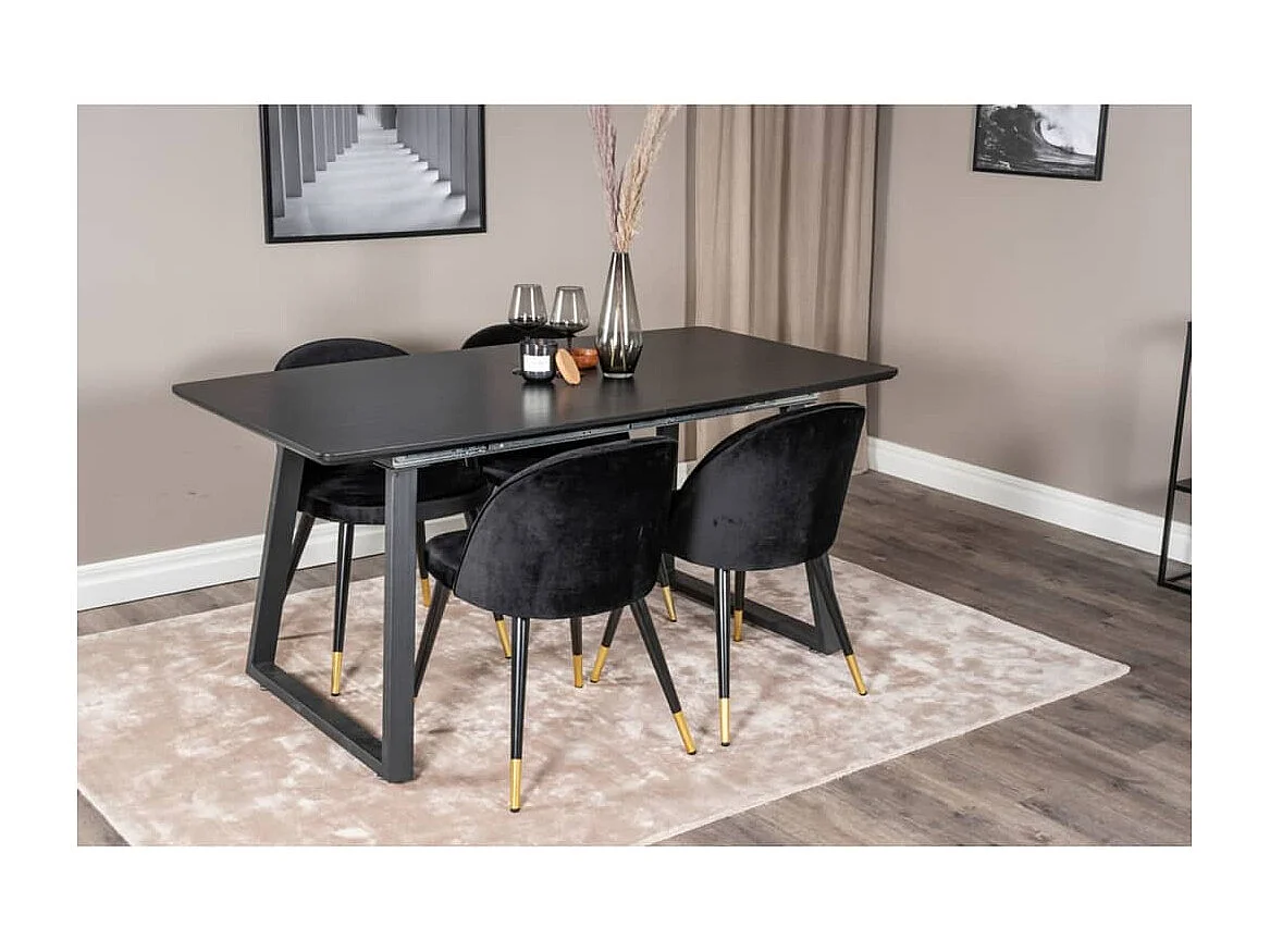 Chaises à manger lot de 2 Velvet velours noir/laiton
