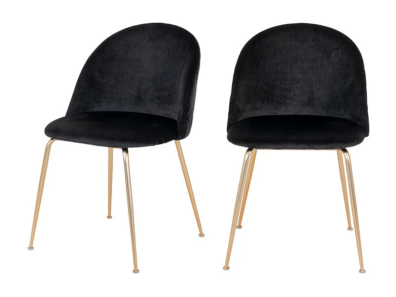 Lot de 2 chaises velours PINOZ – Élégance contemporaine-Noir