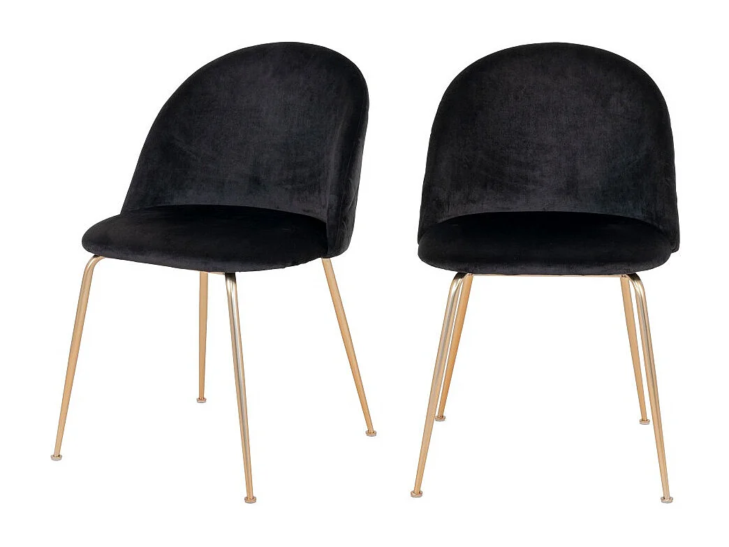 Lot de 2 chaises velours PINOZ – Élégance contemporaine-Noir