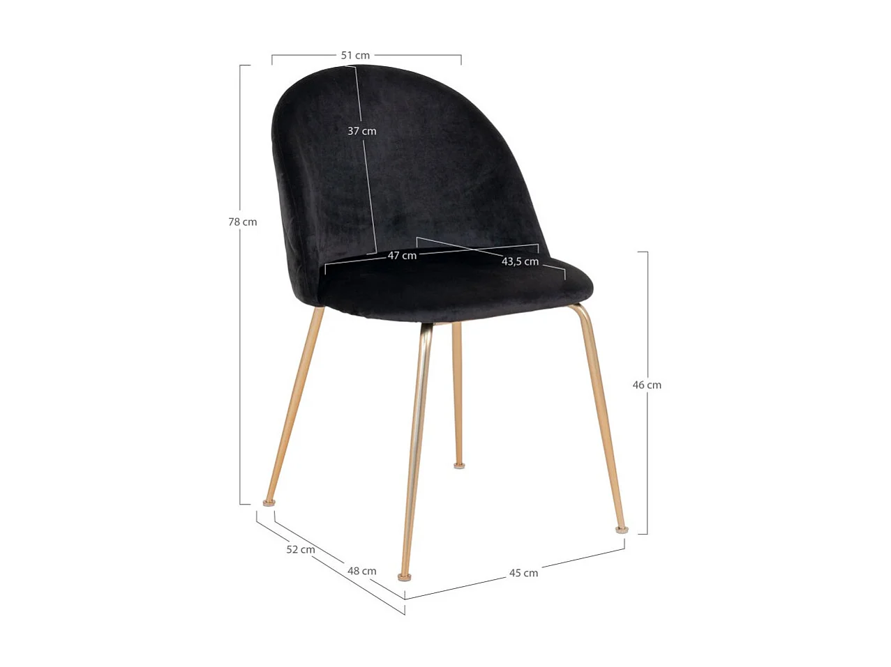 Lot de 2 chaises velours PINOZ – Élégance contemporaine-Noir