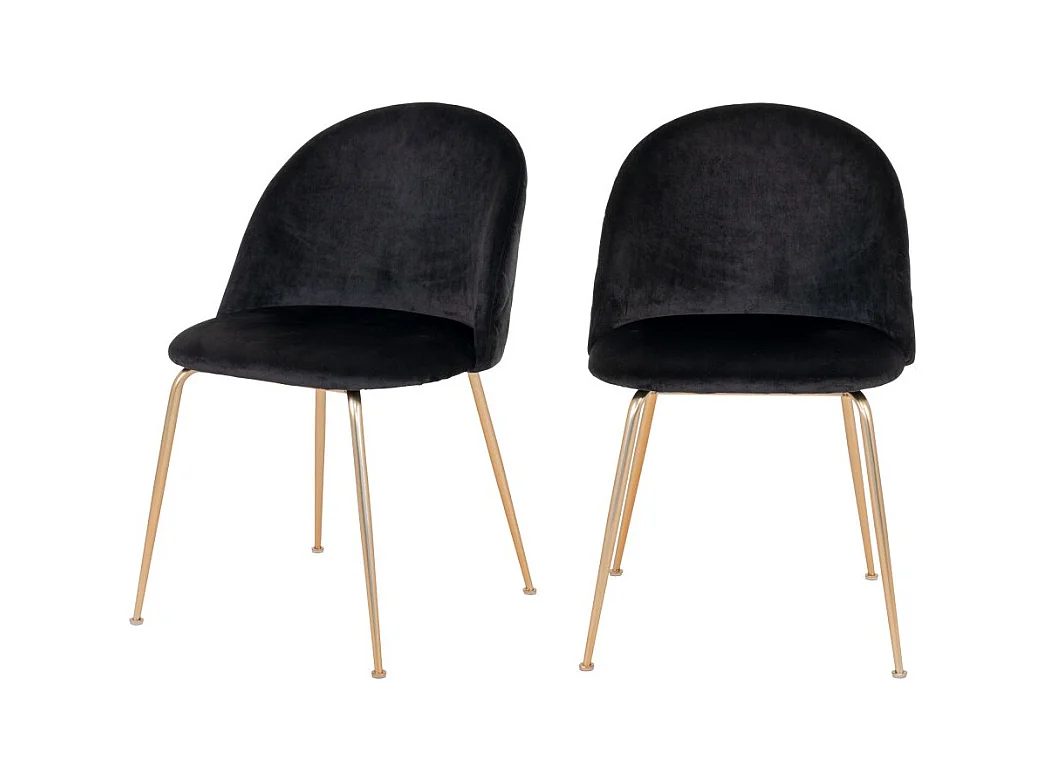 Sedia da pranzo Geneva in velluto nero, effetto ottone.