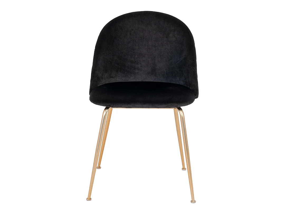 Geneve Chaise de salle à manger en velours, noir, aspect laiton.