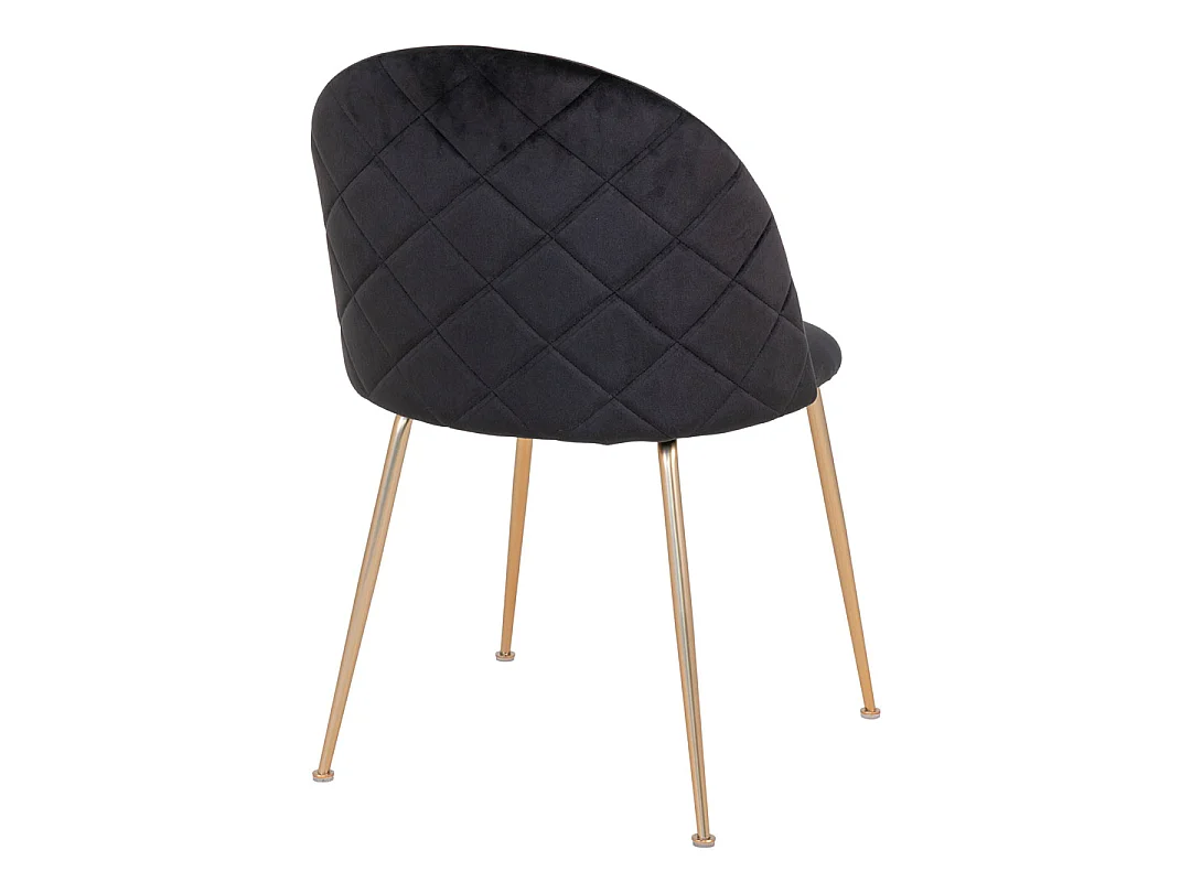 Geneve Chaise de salle à manger en velours, noir, aspect laiton.