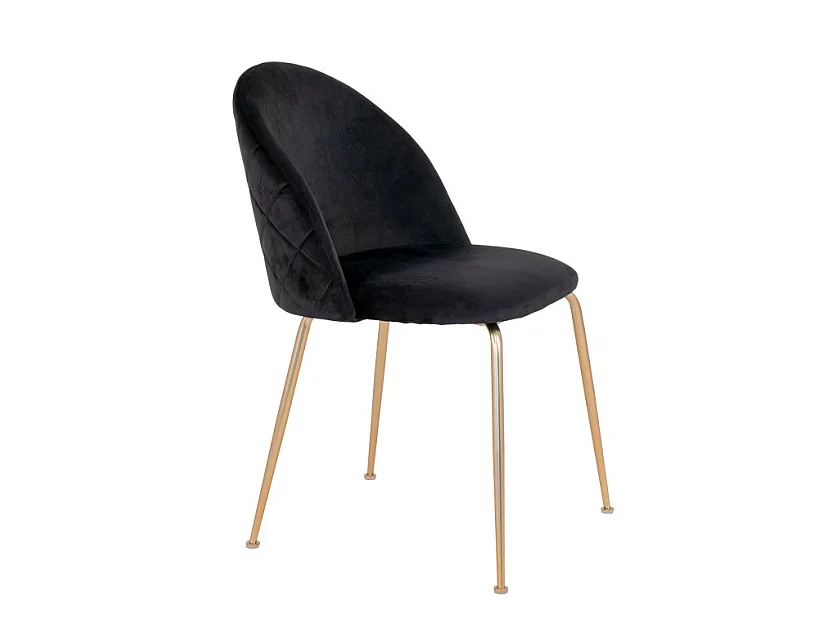 Geneve Chaise de salle à manger en velours, noir, aspect laiton.