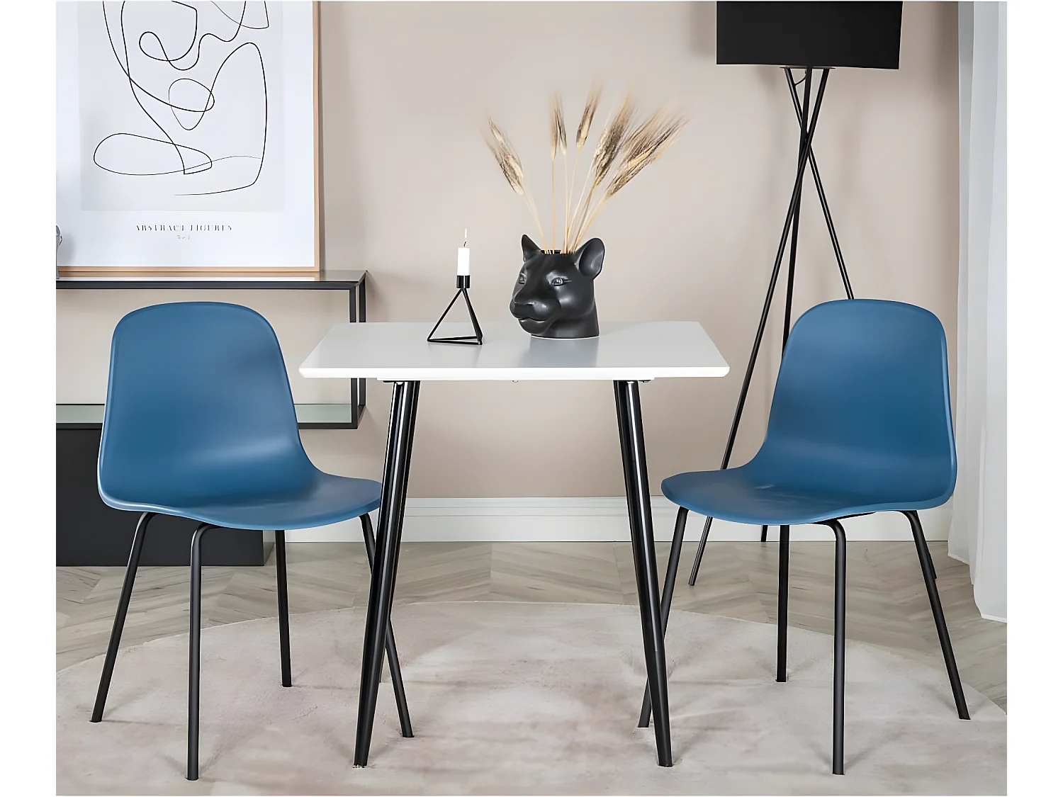 Artic eetkamerstoel blauw, zwart.
