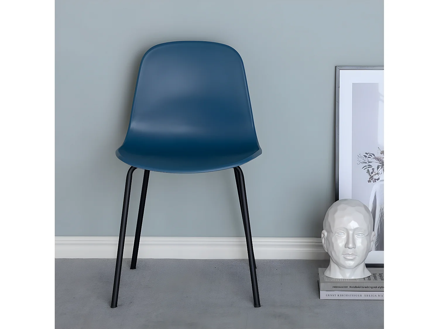 Artic eetkamerstoel blauw, zwart.