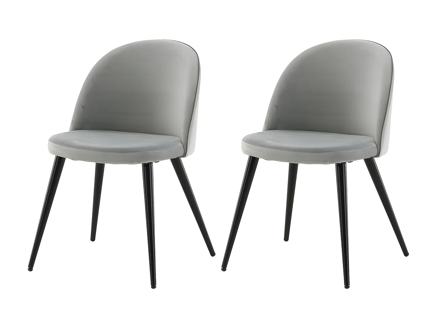 Chaises à manger lot de 2 Velvet velours noir/gris