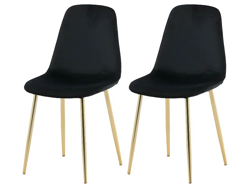 Chaises à manger lot de 2 Polar velours noir et laiton
