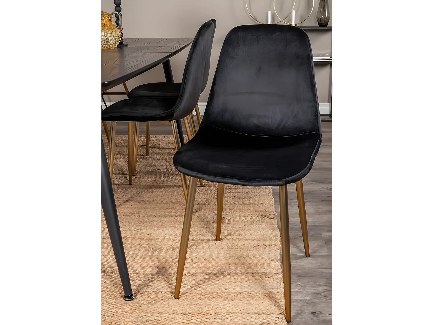 Chaises à manger lot de 2 Polar velours noir et laiton