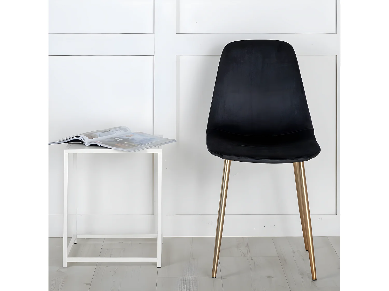 Chaises à manger lot de 2 Polar velours noir et laiton