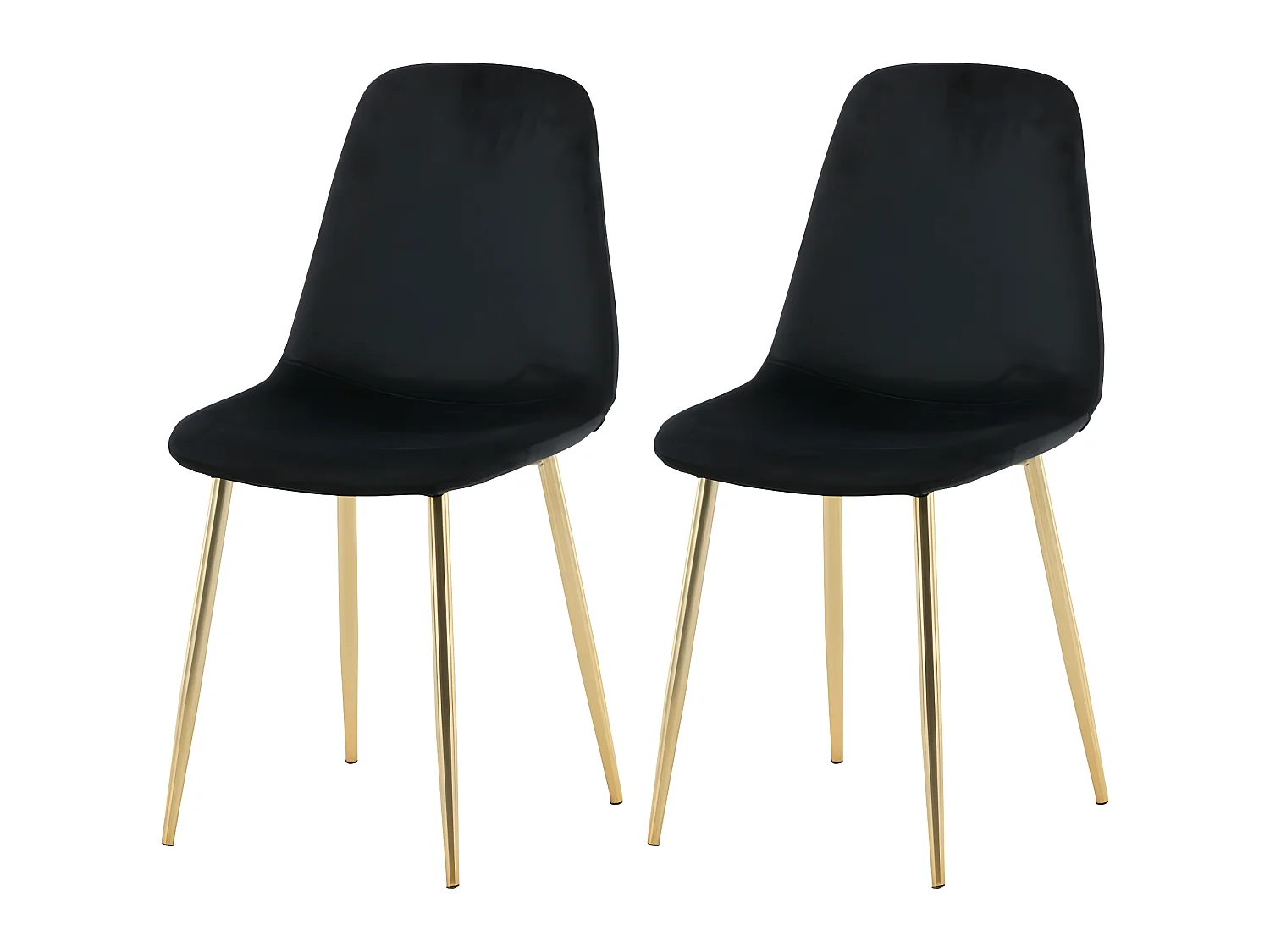 Chaises à manger lot de 2 Polar velours noir et laiton