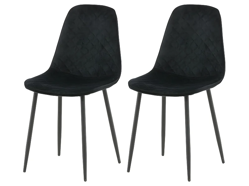 Chaises à manger lot de 2 Polar velours points noir