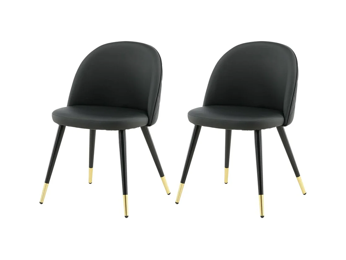 Juego de 2 sillas de comedor Velvet en cuero PU negro y latón