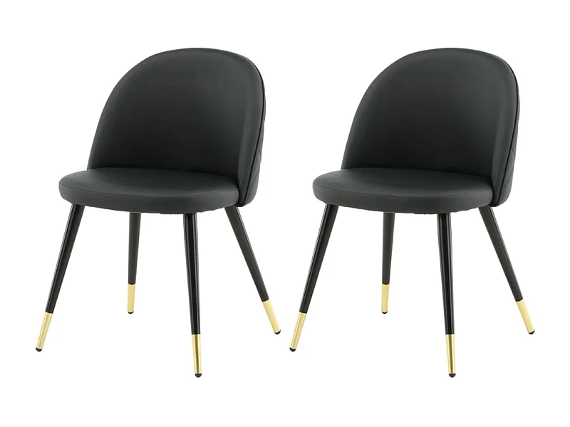 Chaises à manger lot de 2 Velvet aspect cuir noir/laiton