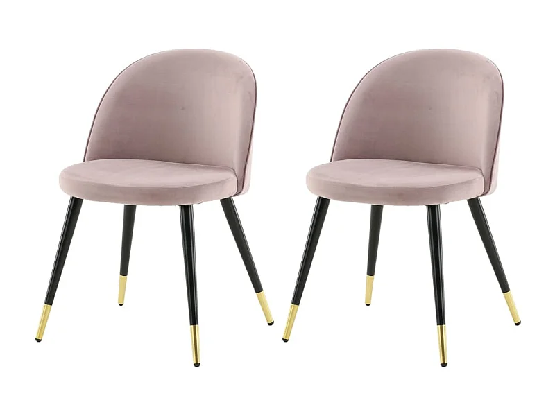 Juego de 2 sillas de comedor de terciopelo rosa, negro y latón para un toque elegante y cómodo