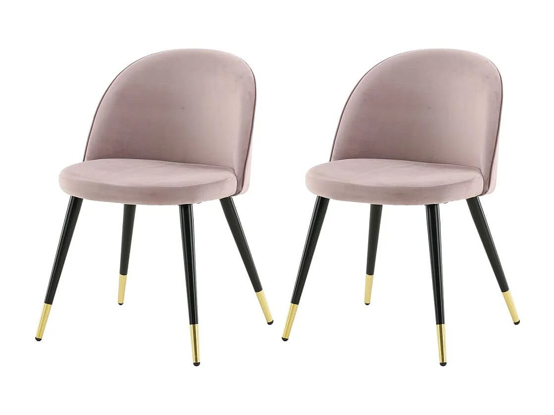 Velvet eetkamerstoel velours roze, zwart, messing decor.