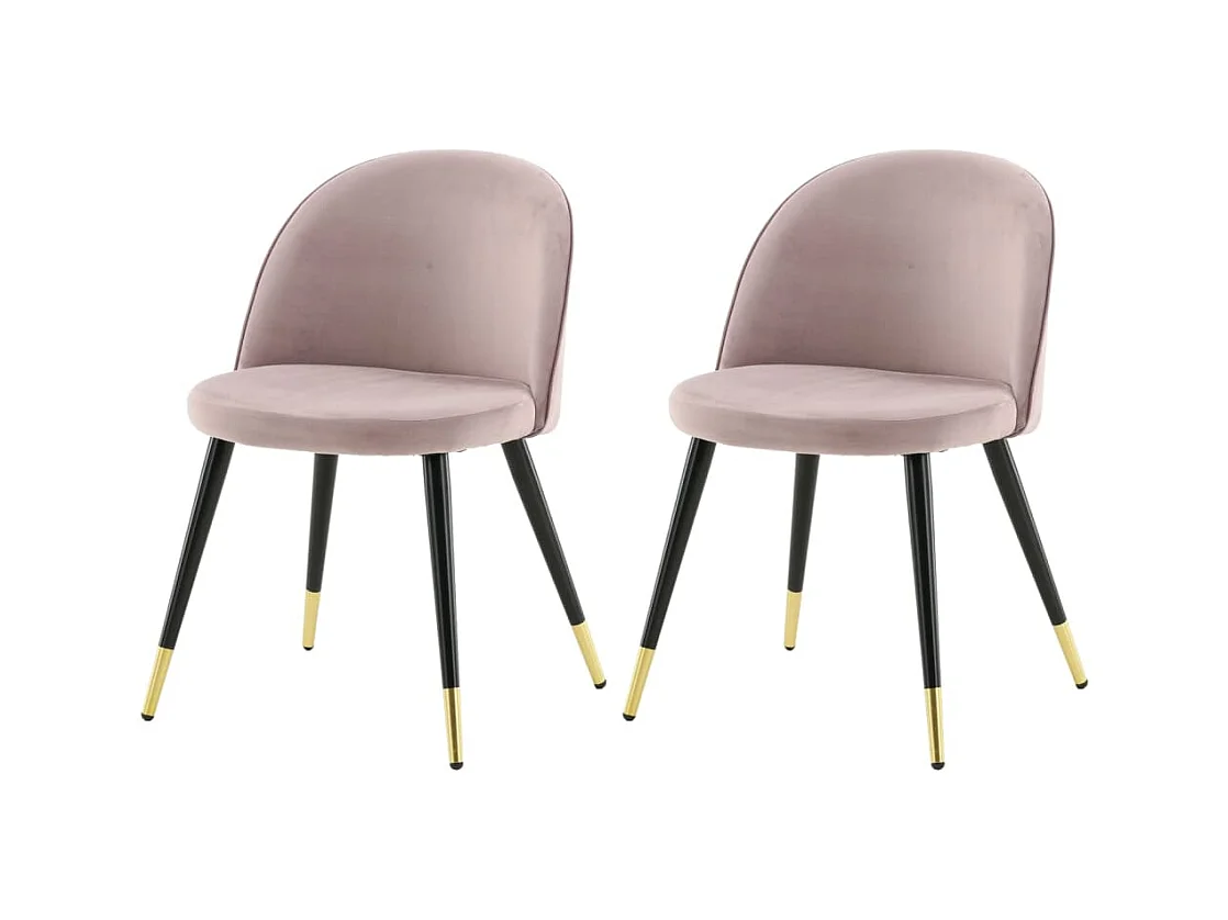 Velvet eetkamerstoel velours roze, zwart, messing decor.