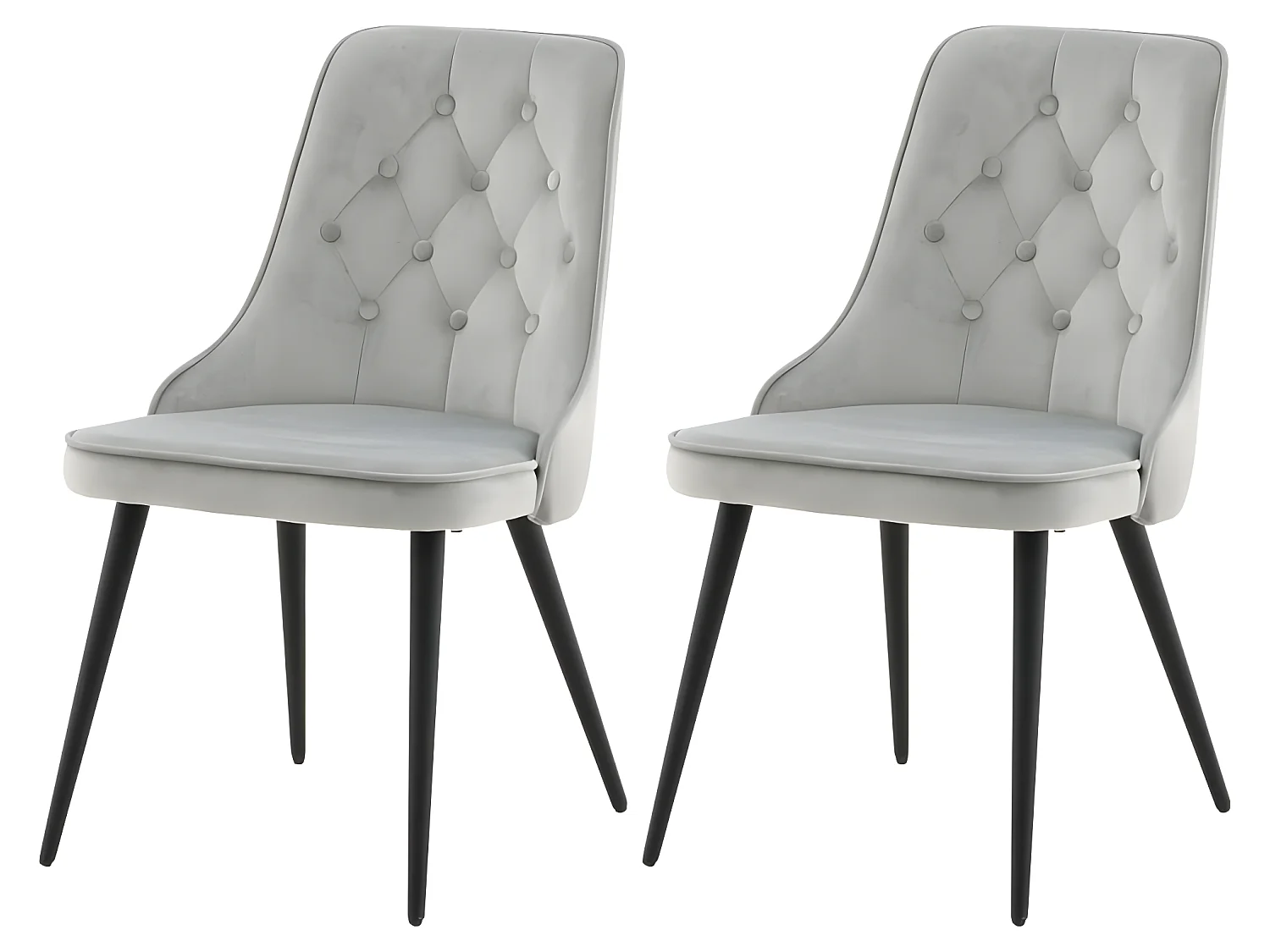 Venture Home Sedie Pranzo 2pz Velvet Deluxe Velluto Grigio Chiaro Nero