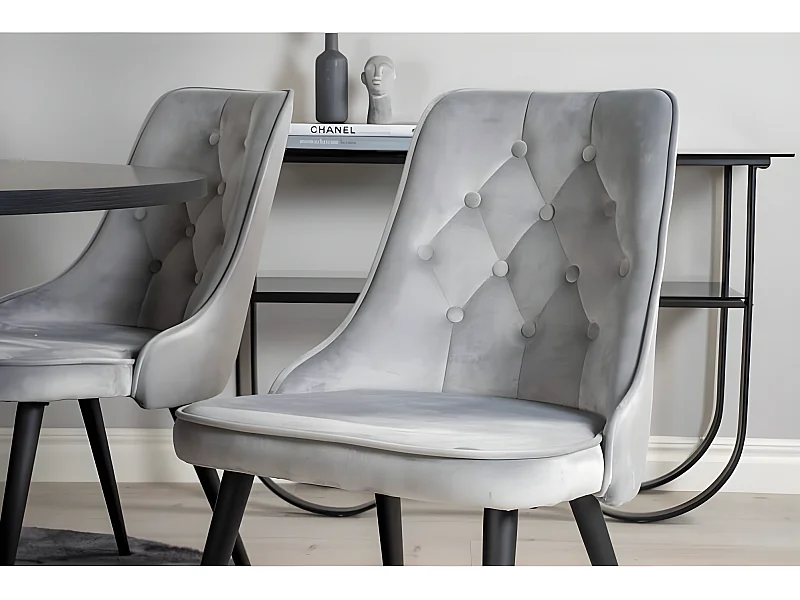 Chaises à manger lot de 2 Velvet Deluxe gris clair/noir