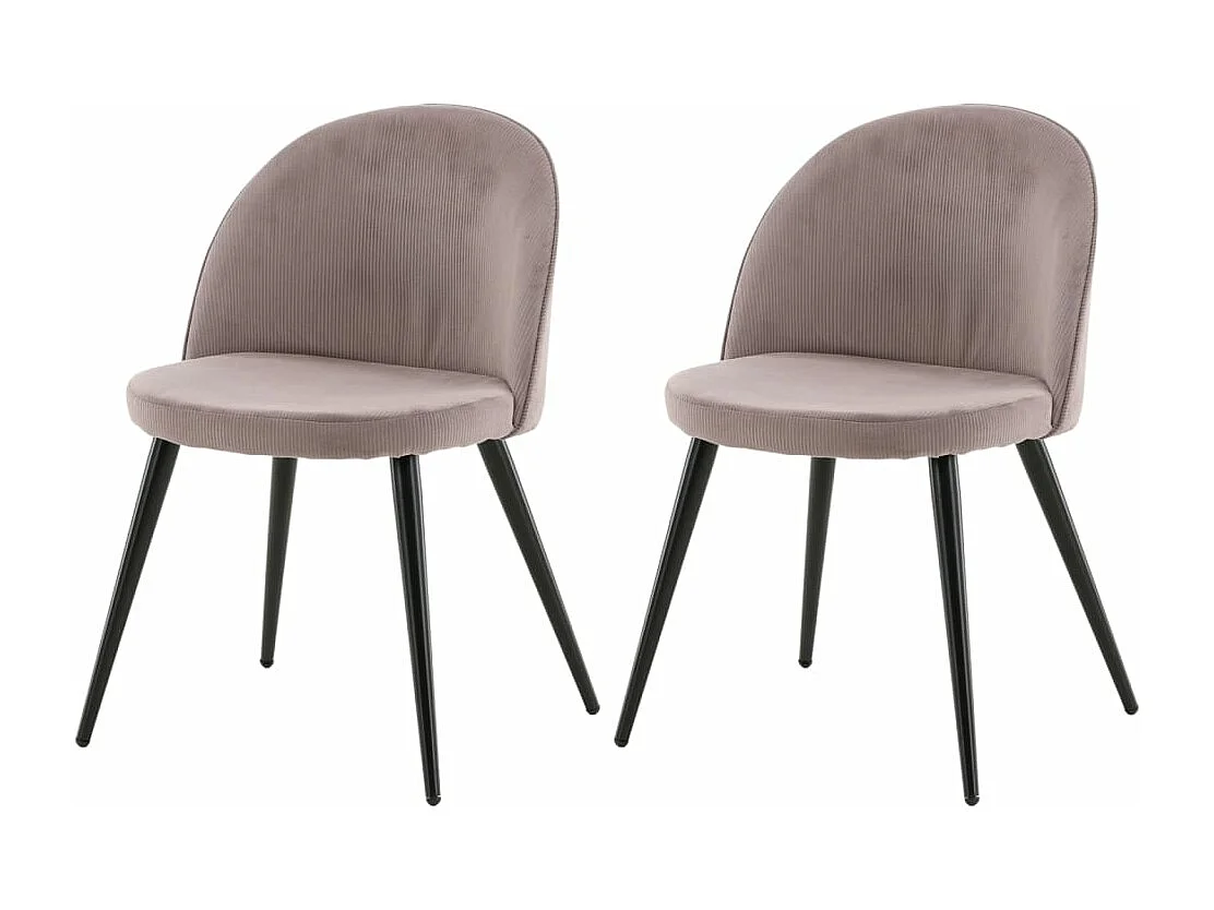 Chaises à manger lot de 2 Velvet noir et rose poussiéreux
