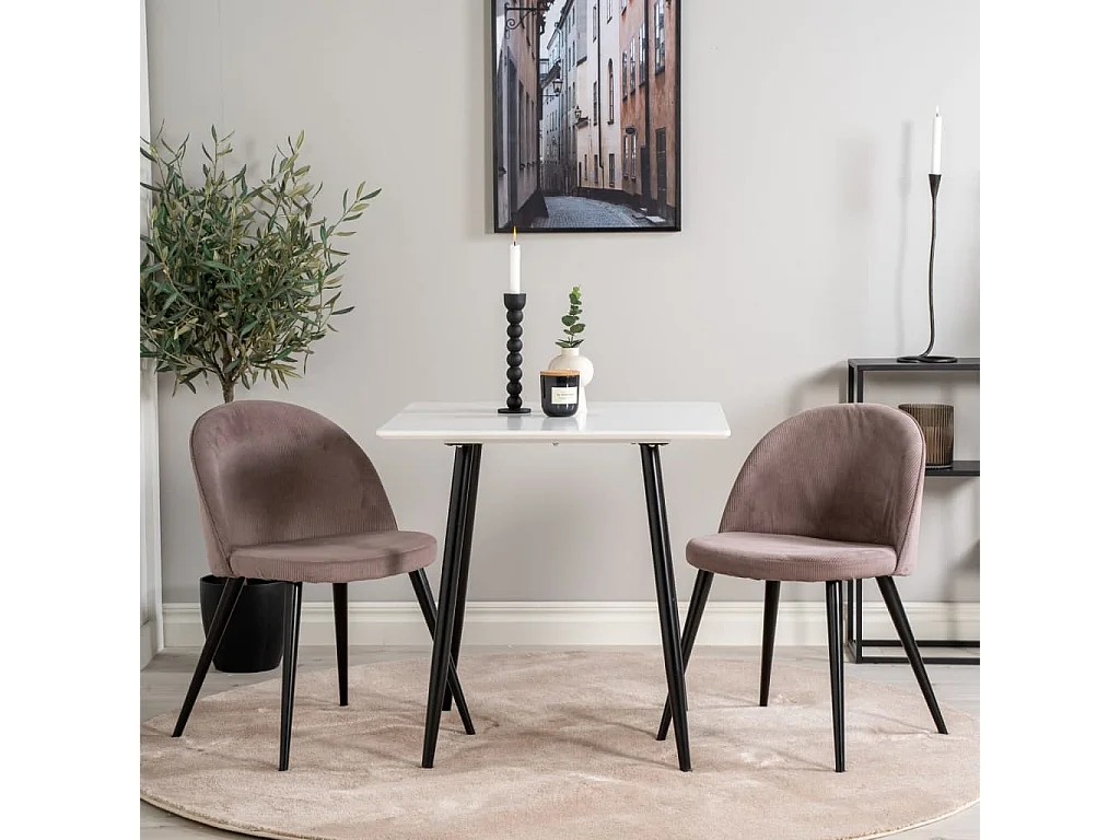 Chaises à manger lot de 2 Velvet noir et rose poussiéreux